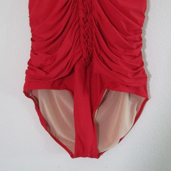 Swimsuits For All One Piece Swimsuit 22 Red Ruched Underwire Tummy Control Beach - Picture 3 of 9